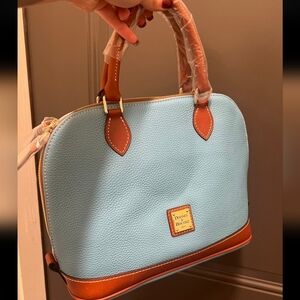 Dooney & Bourke Blue and Brown Satchel